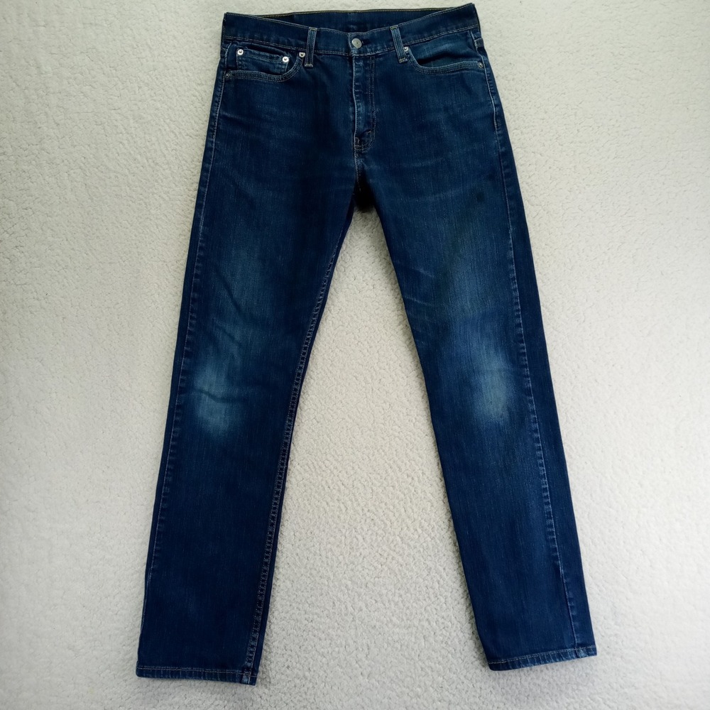 Levi Strauss 513 Men Jeans Dark Wash Straight Fit‎ W32 L32 Stained